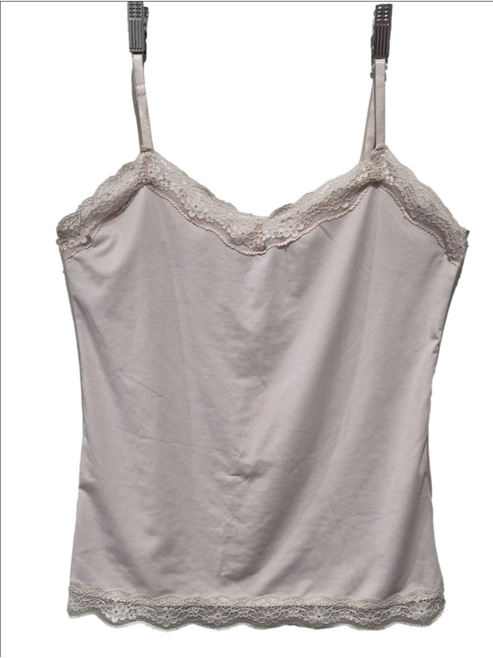 INC International Concepts Lace Trim Satin Camisole Tank – Cream/Beige Size XL